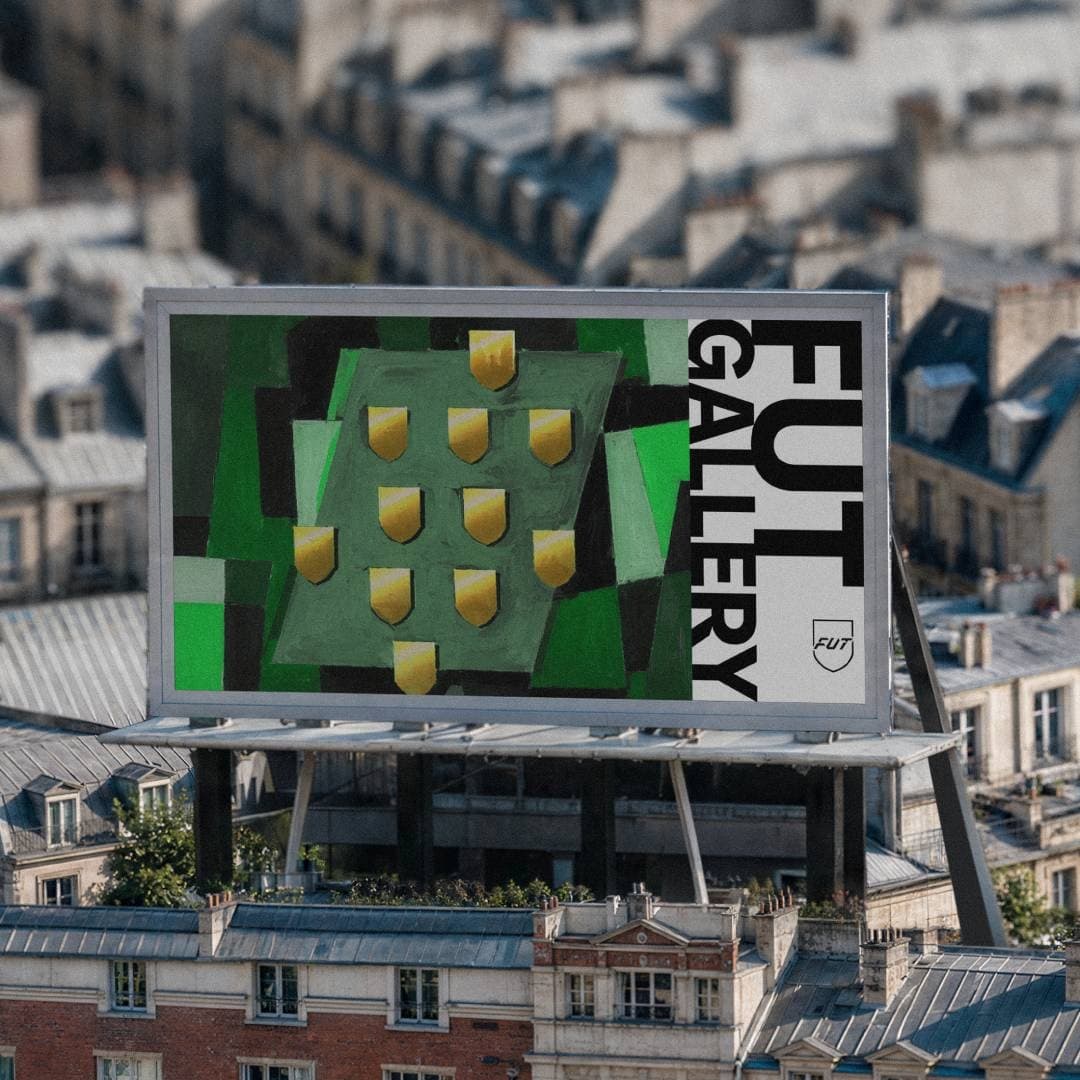 Large rooftop billboard showing an Ultimate Team style squad graphic.